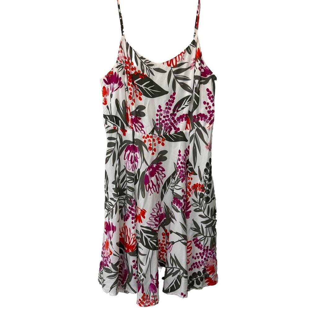 Old Navy Fit and Flare Cami Mini Dress Floral Tiered Smocked Back Size L…